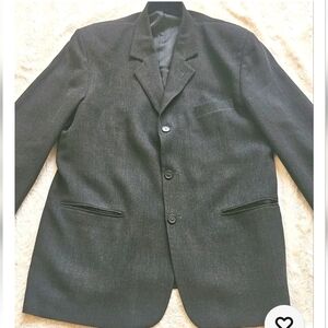 Vintage Giorgio Armani Wool Blazer 90s Charcoal Grey Size 40 Made In Italy